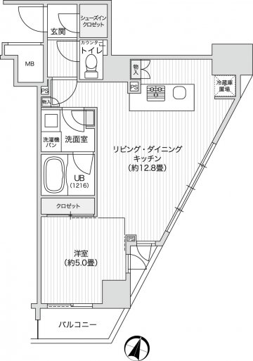 レジディア笹塚2 1408 間取り図