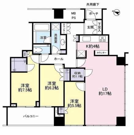 ブランズ四番町 11階 間取り図