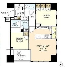 パークホームズ日本橋浜町ザテラス 2階 間取り図