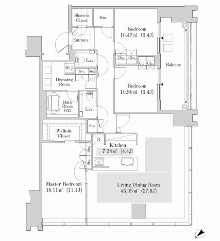 ラ・トゥール新宿ガーデン 3425 間取り図