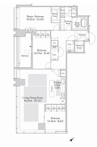 ラ・トゥール新宿ガーデン 2502 間取り図