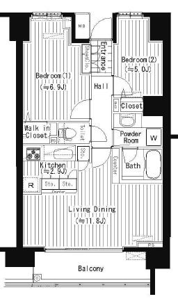 プライムアーバン東中野コート (PRIME URBAN 東中野 COURT) 420 間取り図