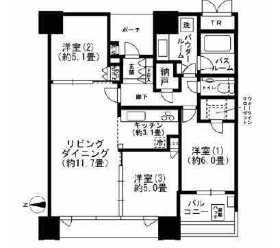 ドゥ・トゥール 37階 間取り図