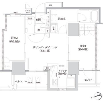ザ・パークハウス上野レジデンス 9階 間取り図