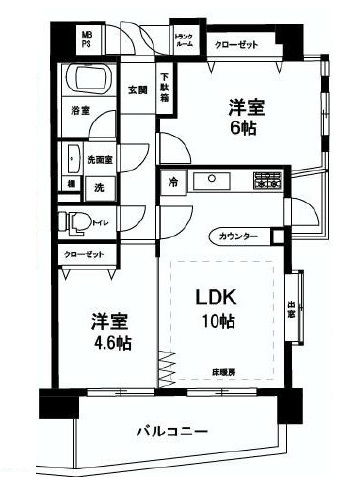 ライオンズステージ麻布 10階 間取り図