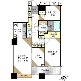芝浦アイランド グローヴタワー 26階 間取り図