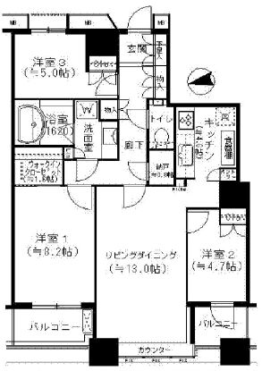 芝浦アイランド グローヴタワー 38階 間取り図