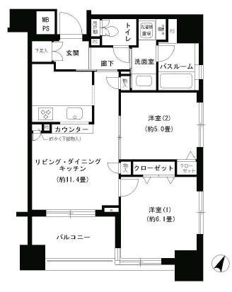 パークキューブ市ヶ谷 702 間取り図