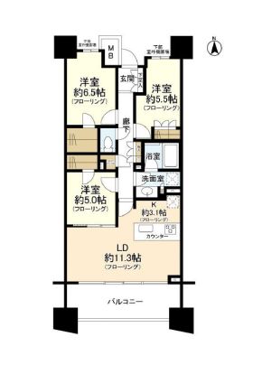 ブランズシティ品川勝島 17階 間取り図