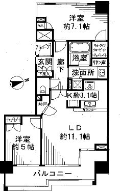 神楽坂アインスタワー 7階 間取り図