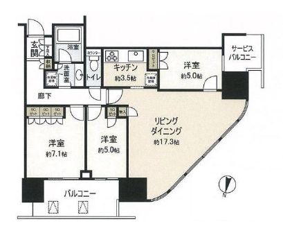 二子玉川ライズタワー 24階 間取り図