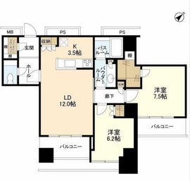 プラウドタワー二子玉川 22階 間取り図