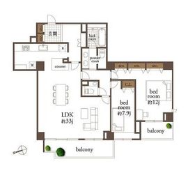 クリスタルコート鳥居坂 5階 間取り図