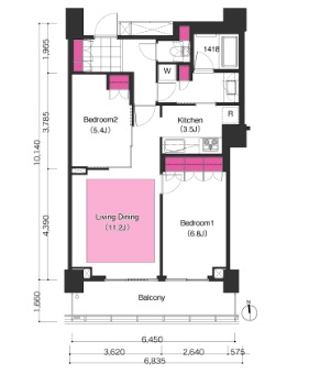 ブリリアイストタワー勝どき 1708 間取り図