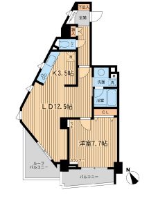 THE パームス代々木上原ヴェールテラス 601 間取り図
