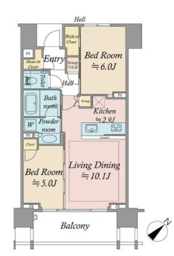 シティハウス広尾南 5階 間取り図