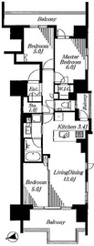 ハーバーテラス品川 5階 間取り図