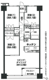 アクス御殿山 5階 間取り図