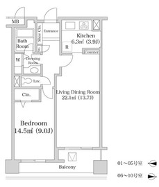 ヨコソーレインボータワーハイツ 1708 間取り図