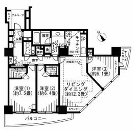 セントラルレジデンス新宿シティタワー 16階 間取り図