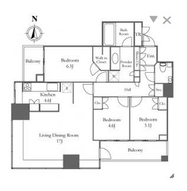 パークタワーグランスカイ 9階 間取り図