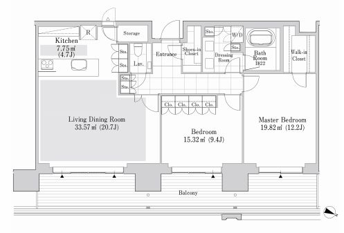 六本木グランドタワーレジデンス 1502 間取り図