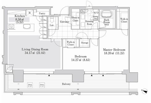 六本木グランドタワーレジデンス 1905 間取り図