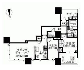 ドゥ・トゥール 37階 間取り図