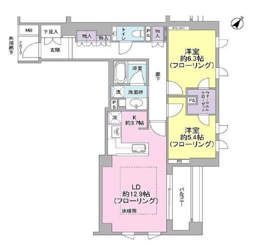 プラウド上原 2階 間取り図