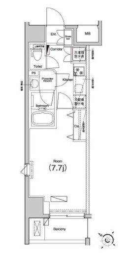 プレミアムキューブ日本橋浜町 8階 間取り図
