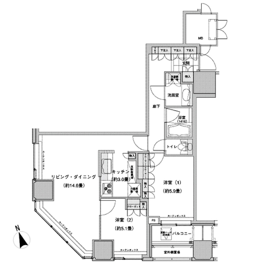 ウエストパークタワー池袋 1206 間取り図