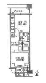 シティコート目黒 3-412 間取り図