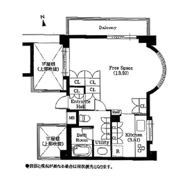 フリーディオ西麻布 2階 間取り図