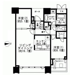 ドゥ・トゥール 43階 間取り図