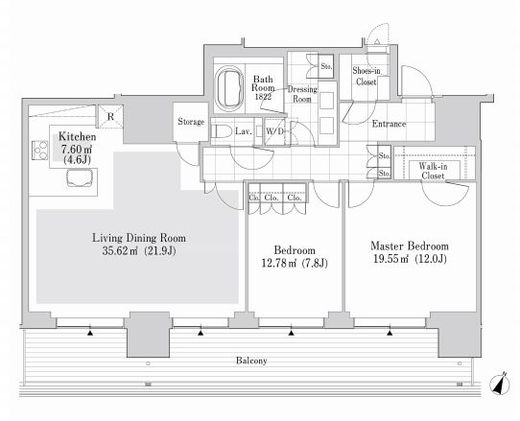 六本木グランドタワーレジデンス 2103 間取り図