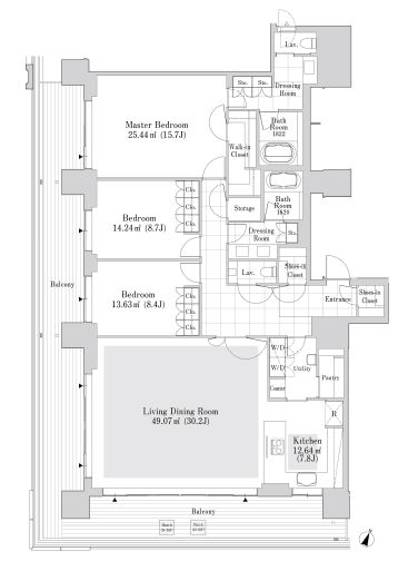 六本木グランドタワーレジデンス 2403 間取り図