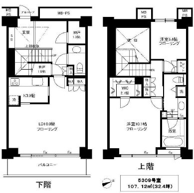 Wコンフォートタワーズ EAST 53階 間取り図