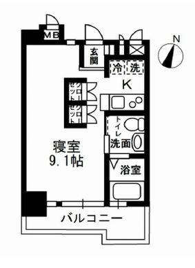 レジディア代々木2 406 間取り図