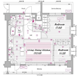 グランド・ガーラ白金高輪 9階 間取り図