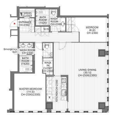 プルデンシャルタワーレジデンス 2805 間取り図