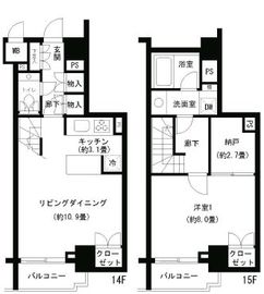 パークキューブ神田 1402 間取り図