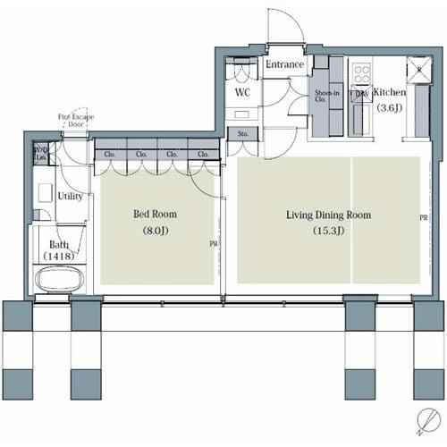 AKASAKA K-TOWER RESIDENCE 2907 間取り図
