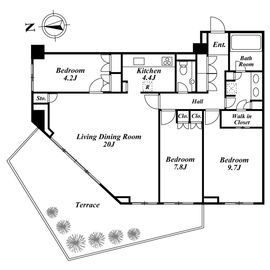 コスモリード南麻布 204 間取り図