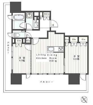ウェリスタワー愛宕虎ノ門 6階 間取り図