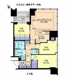 シティタワー麻布十番 11階 間取り図