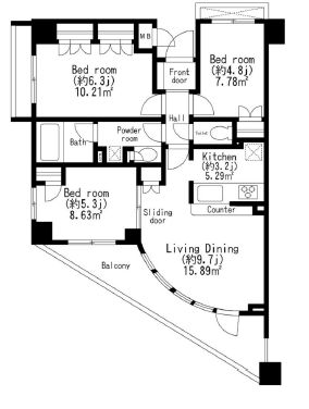 レジディア世田谷弦巻 306 間取り図