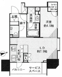 ザ・パークハウスアーバンス御成門 4階 間取り図