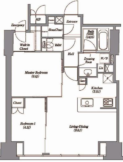 パークコート赤坂ザ・タワー 1404 間取り図