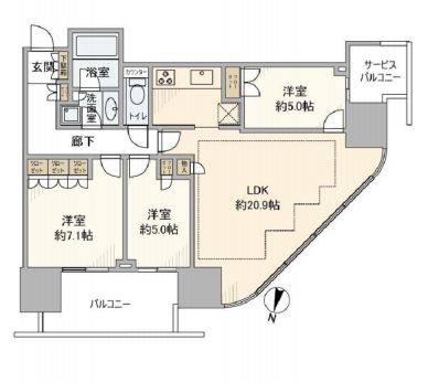 二子玉川ライズレジデンス 23階 間取り図