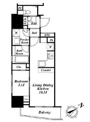 朝日マンション五反田 306 間取り図